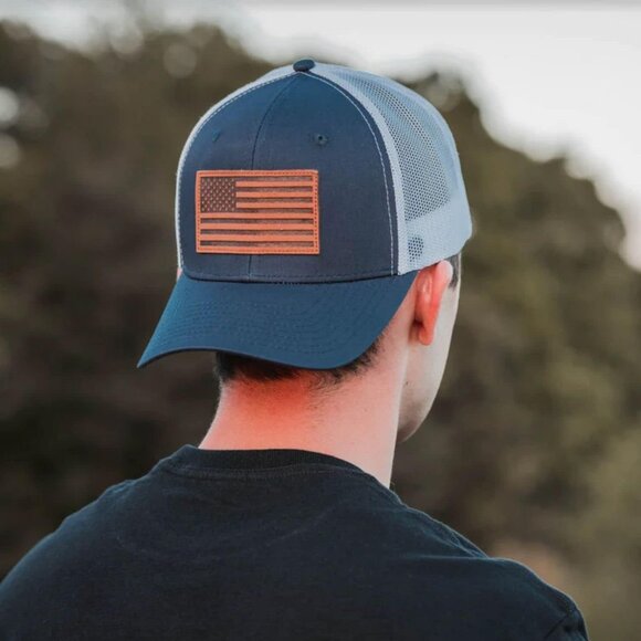 Patriotic USA Snapback Hat for Men's or Women's Snap Closure Design Navy Blue - Picture 3 of 6